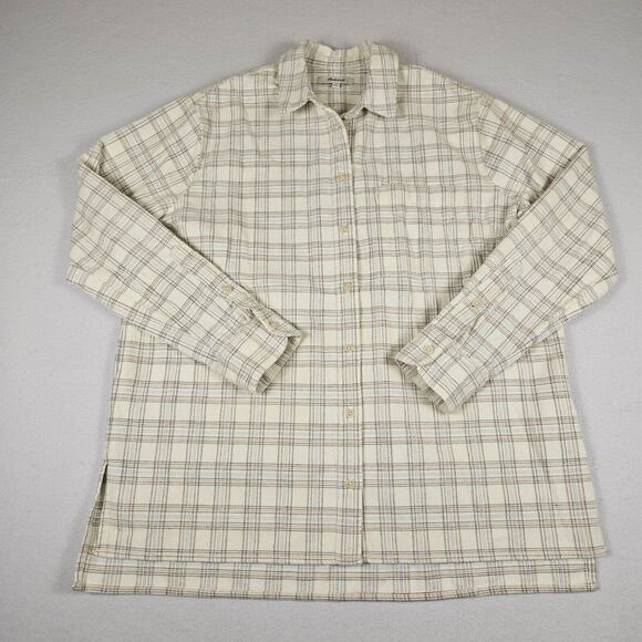 MADEWELL Ex-Boyfriend Corduroy Plaid Flannel Shirt MC063 Small Oversized Baggy - Picture 2 of 16